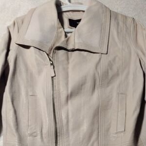 Women's Cream Leather Jacket